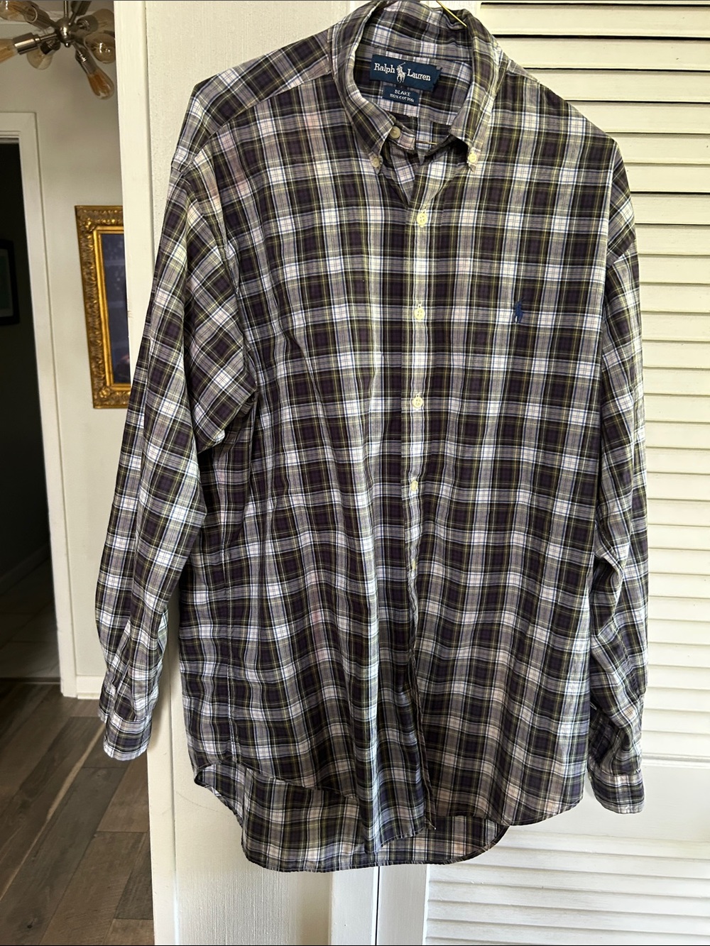 Ralph Lauren Men's Plaid Button-Down Shirt M Plaid/Navy Polo